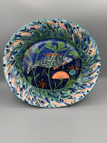 Arabia, Dorrit von Fieandt , Hubertus, lautanen 25 cm, Ahven.